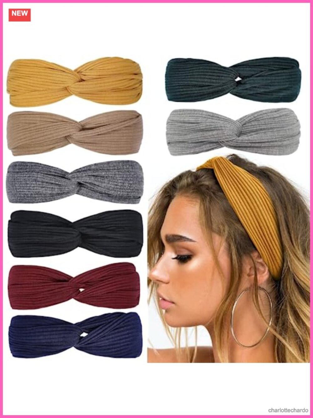 Twist Knotted Headbands Stretchy Non Slip Ribbed Knit Hair Accessories